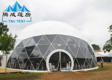 Q235 Tenda Kubah Geodesik Transparan Keemasan Multi-Fungsional Dengan Pipa Baja Galvanized Hop Dip
